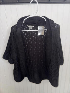 NYGARD Collection Black Knit Open Cardigan Sweater 1X